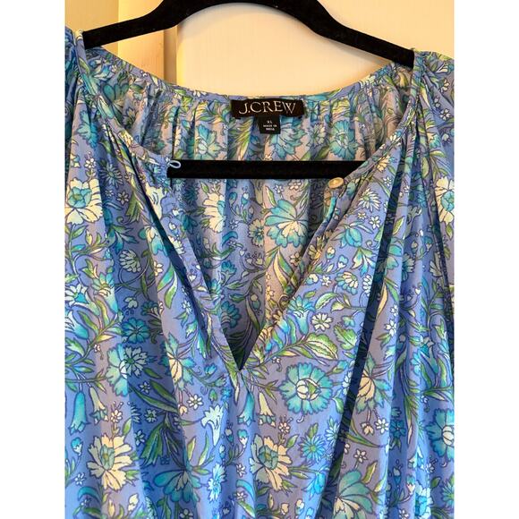 J. Crew Provence Smocked-Waist Midi Dress Marigold Blooms Cotton Poplin XL 0072 - Picture 2 of 8